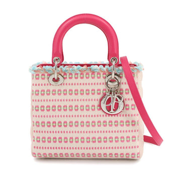 Christian Dior Cannage Lady Medium 2-Way Hand/Shoulder Bag In Tweed Canvas And Leather