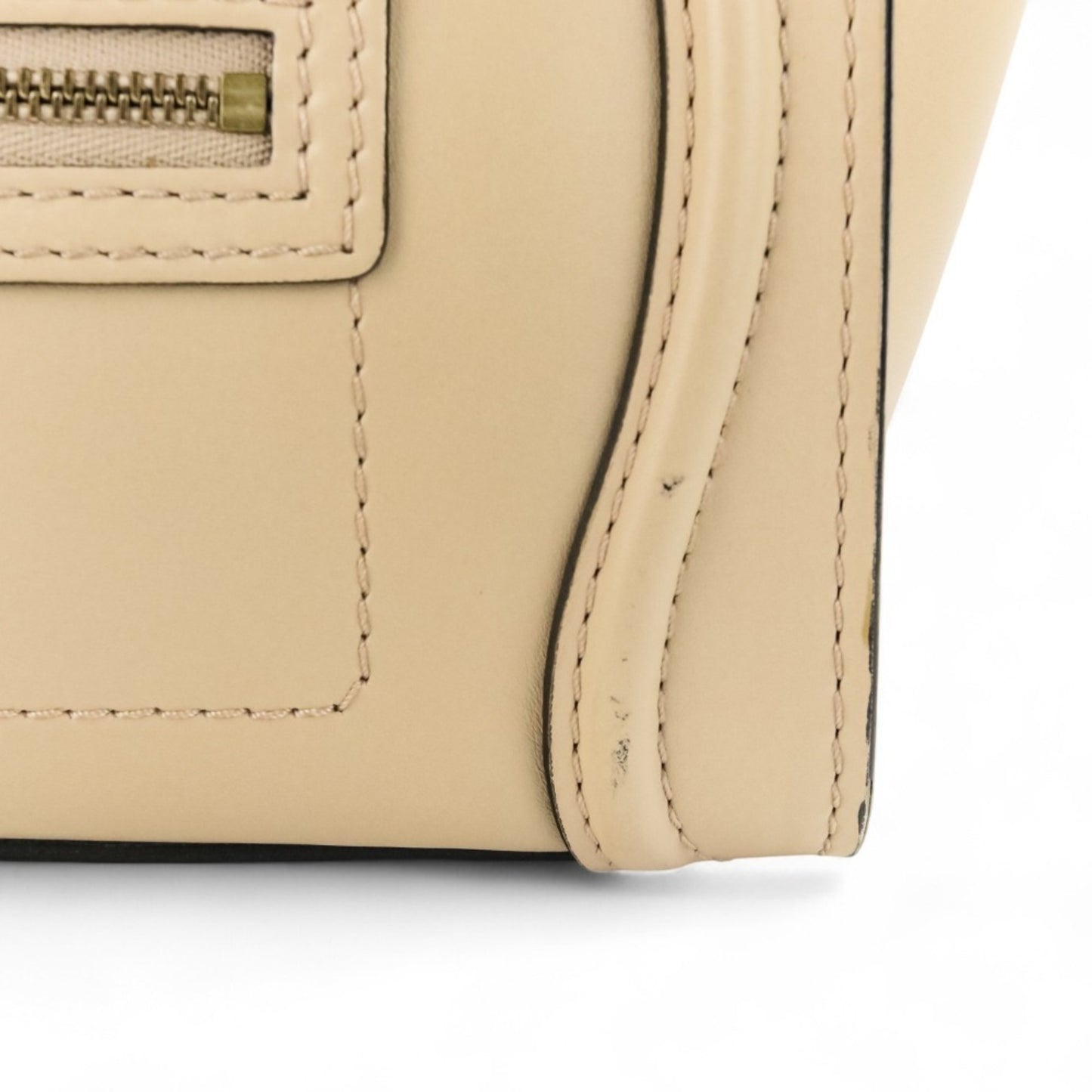 Celine Luggage Nano Shopper 2-Way Tote Bag/Shoulder Bag In Two-Tone Beige