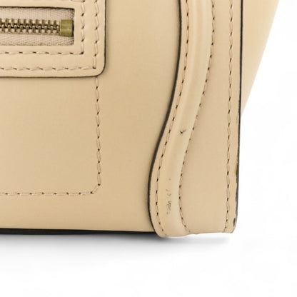 Celine Luggage Nano Shopper 2-Way Tote Bag/Shoulder Bag In Two-Tone Beige