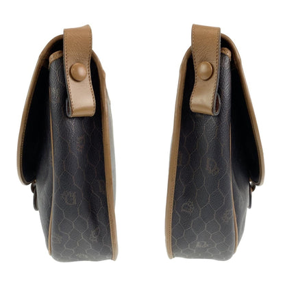 Christian Dior Vintage Honeycomb Pattern Brown Gold Hardware Leather Shoulder Bag Pochette