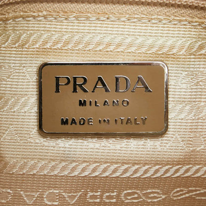 Prada Chain Shoulder Bag B4590 Beige Lino Leather Nylon