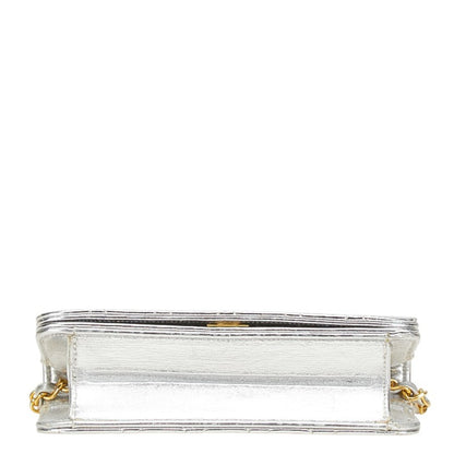 Chanel Matelasse Coco Mark Chain Shoulder Bag In Silver Leather