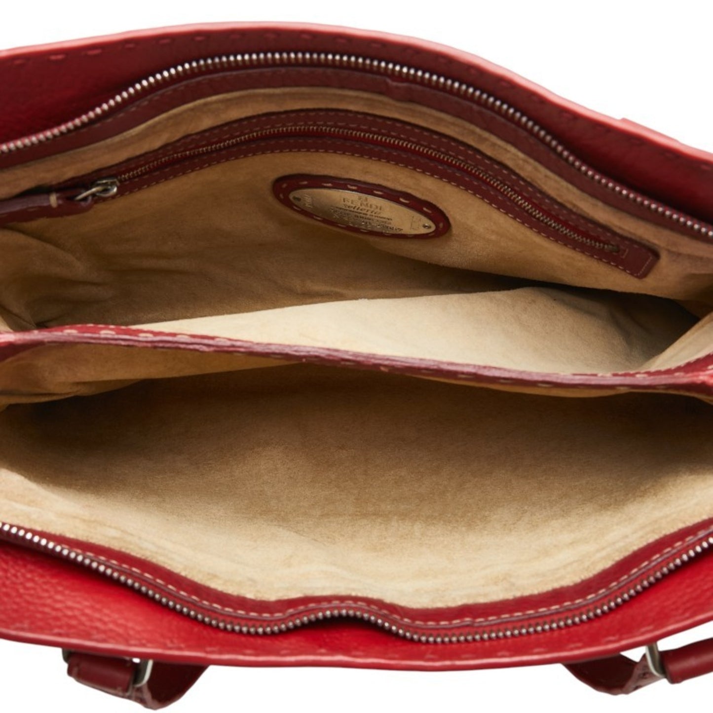 Fendi Selleria Handbag In Red Leather