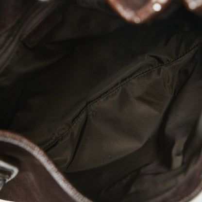 Bvlgari One Shoulder Bag Brown Canvas Leather