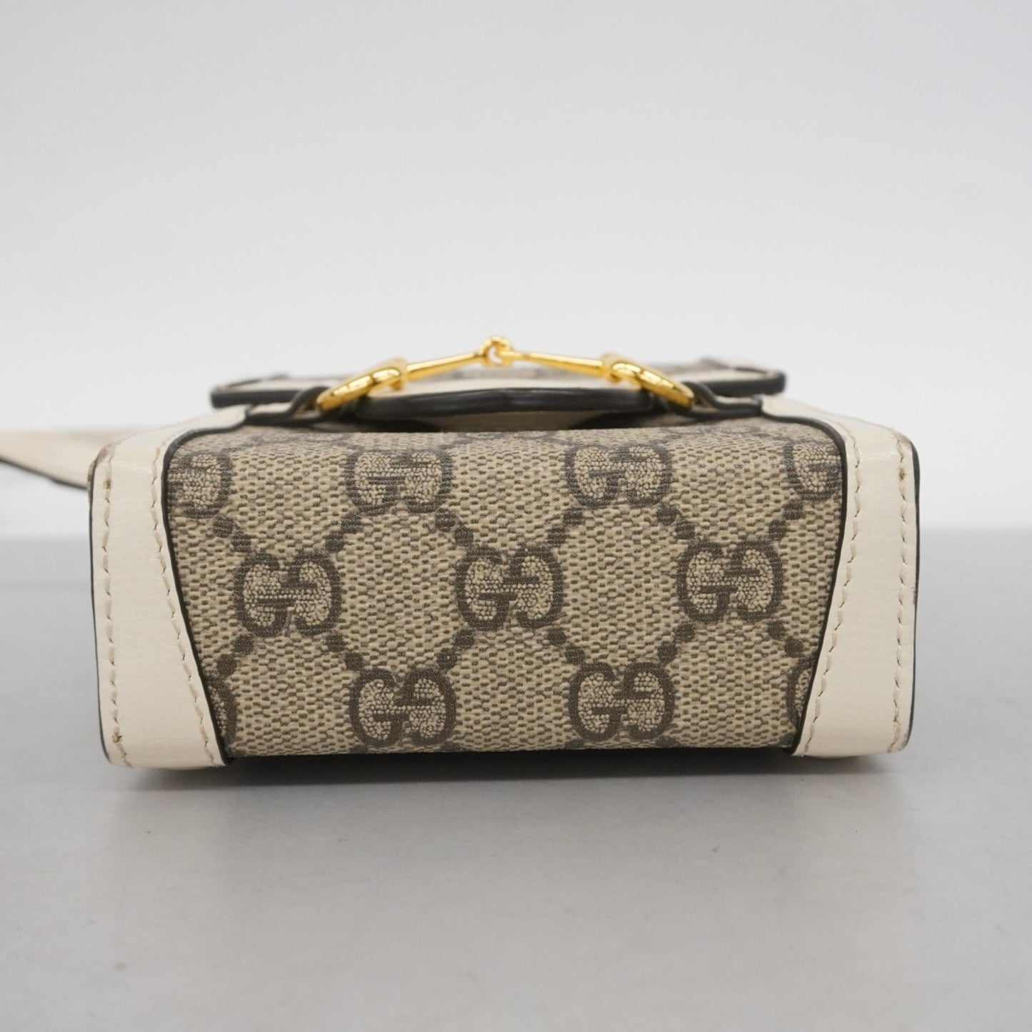 Gucci Gg Supreme Horsebit Shoulder Bag 625615 Leather Brown White