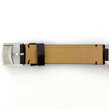 Louis Vuitton Watch Tambour White Shell Silver Brown Amaranth Love Cup Q12Mo Ss Patent Leather
