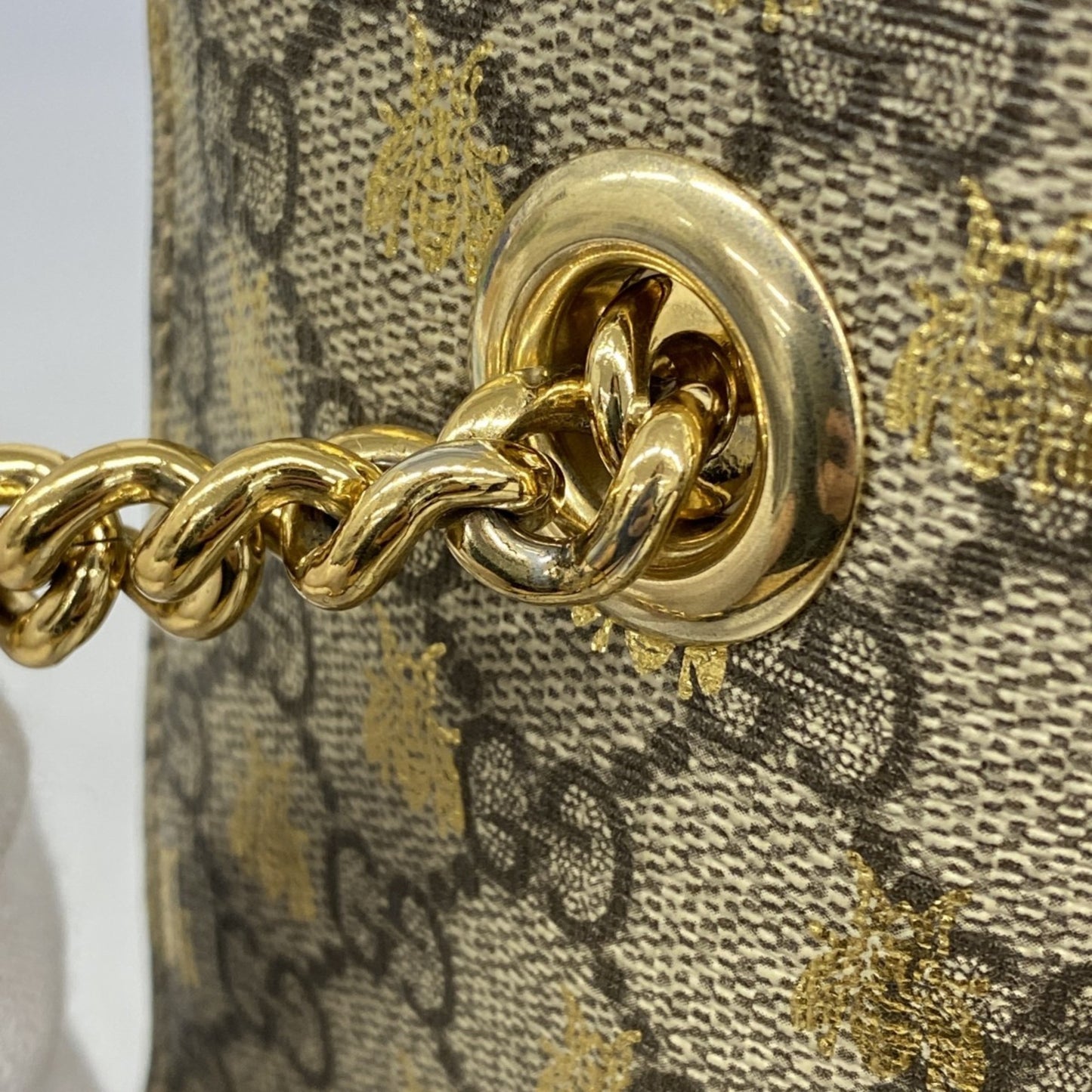 Gucci Gg Supreme Bee Shoulder Bag 498156 Leather Brown Black