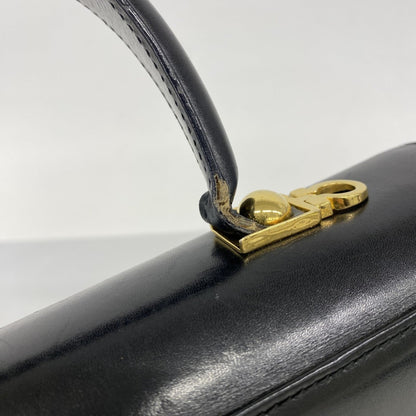 Salvatore Ferragamo Gancini Leather Handbag In Black
