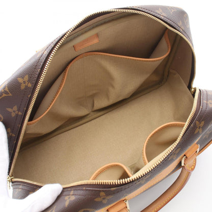 Louis Vuitton Deauville Bowling Vanity Handbag Coated Canvas Leather Monogram