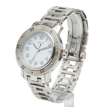 Herms Clipper Diver Watch Cl7.710 Quartz White Dial Stainless Steel