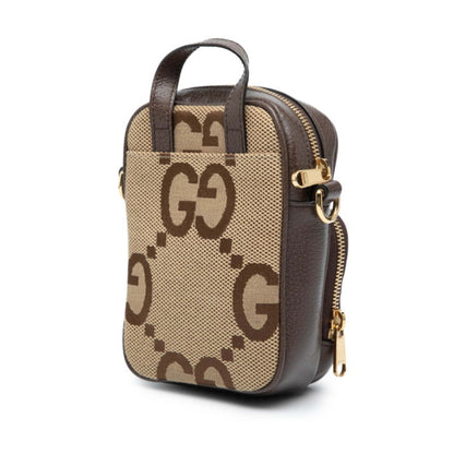 Gucci Jumbo Gg Handbag/Shoulder Bag 2Way 696072 Beige Brown Canvas Leather
