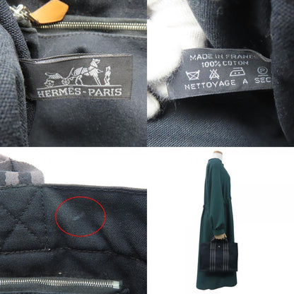 Hermes Handbag Foult Pm Canvas Black Grey