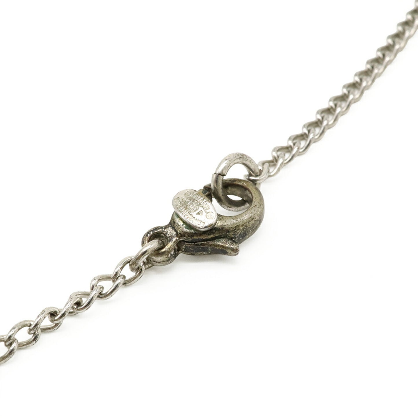 Chanel Coco Mark Punching Necklace Pendant Metal Silver 03 P