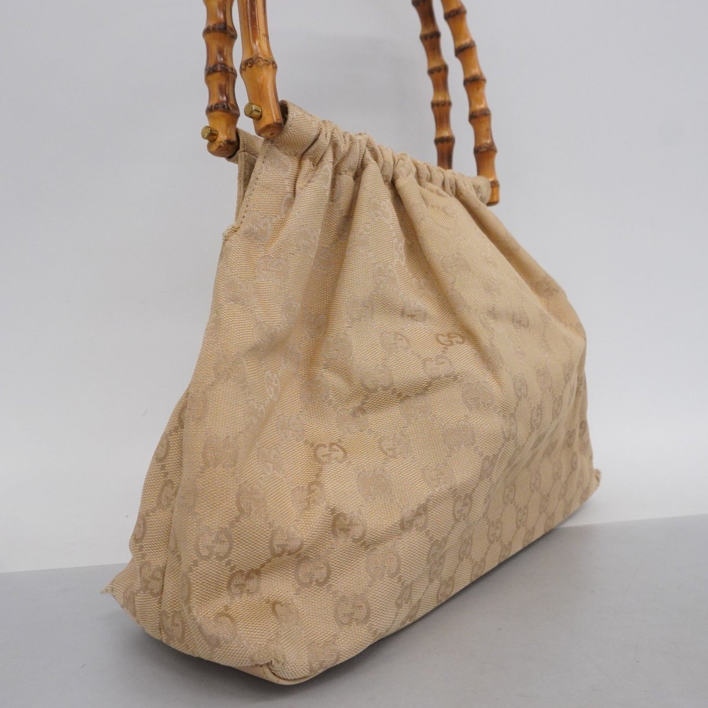 Gucci Gg Canvas Bamboo Shoulder Bag 92708 Light Brown