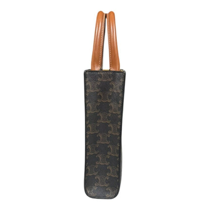 Celine Mini Vertical Cabas Triomphe Shoulder Bag Coated Canvas 194372 Brown