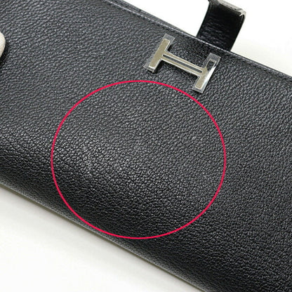 Hermes Herms Bearn Soufflet Black Chevre Mysore B Stamp (2023) Long Wallet