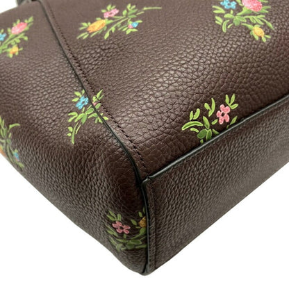Coach Bag 22829 Flower Satchel Brown Leather Handbag Tote Shoulder