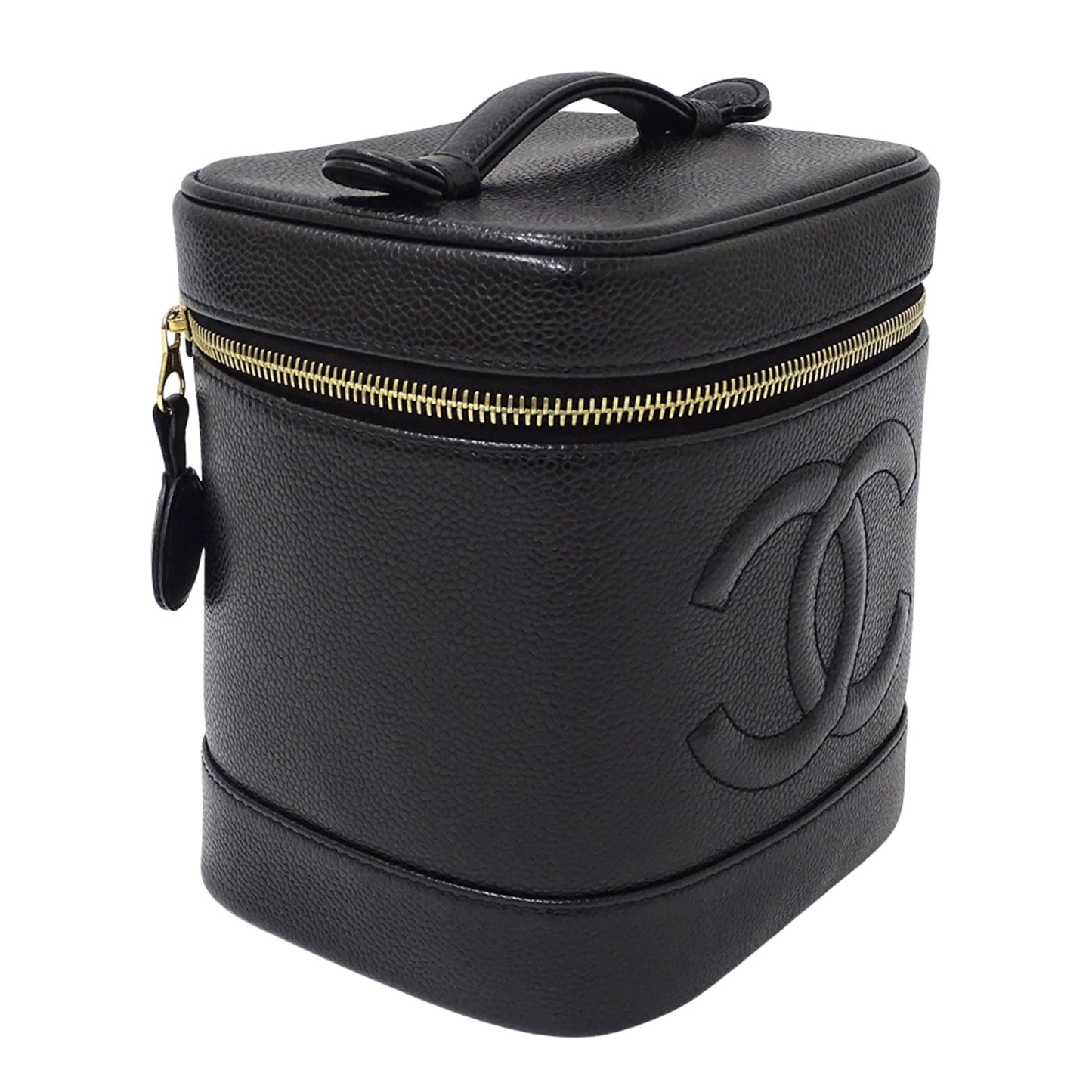 Chanel Chanel Women'S Vanity Bag Handbag In Black Caviar Leather With Gold Hardware