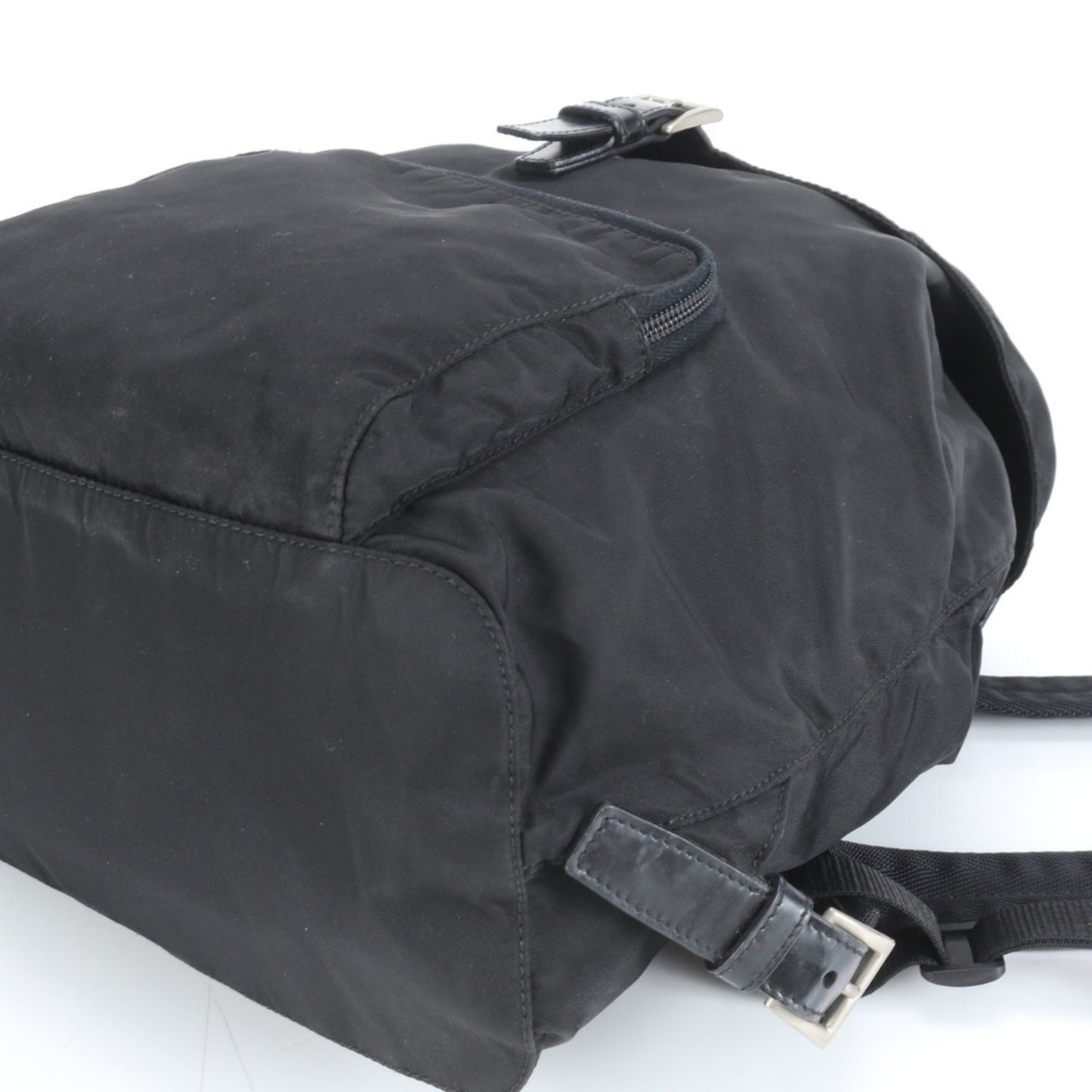 Prada Tessuto Nylon Backpack With Triangle Logo And Leather Plaque