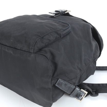 Prada Tessuto Nylon Backpack With Triangle Logo And Leather Plaque