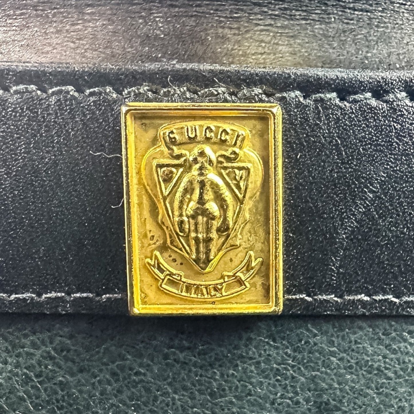 Gucci Vintage Leather Turnlock Handbag In Black