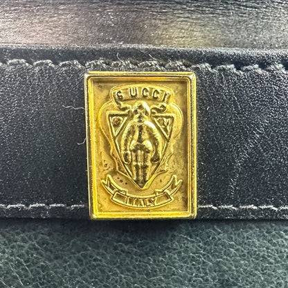 Gucci Vintage Leather Turnlock Handbag In Black