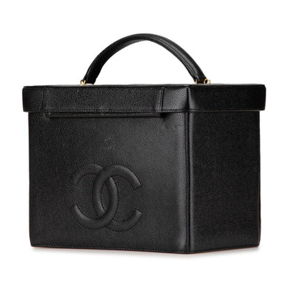 Chanel Coco Mark Vanity Bag Shoulder 2-Way Black Caviar Skin