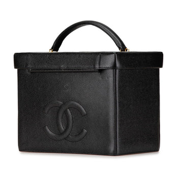 Chanel Coco Mark Vanity Bag Shoulder 2-Way Black Caviar Skin