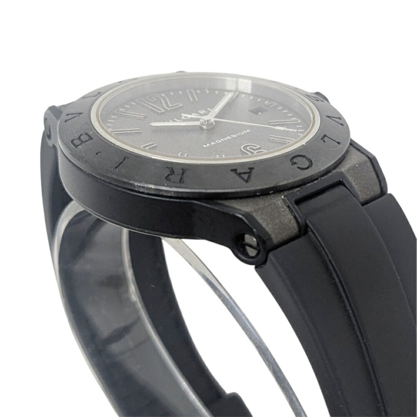 Bvlgari Diagono Magnesium Date Ceramic Gray Dial Rubber Black Automatic