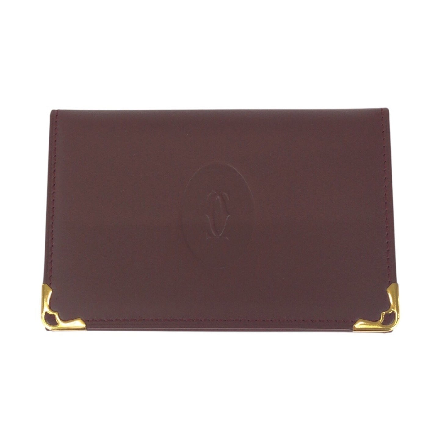 Cartier Must Line Wine Red Bordeaux Gold Hardware Leather Card Case/Business Holder