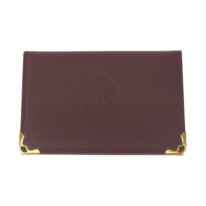 Cartier Must Line Wine Red Bordeaux Gold Hardware Leather Card Case/Business Holder