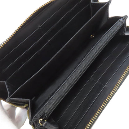 Gucci 453158 Nimfair Round Zipper Bamboo Long Wallet In Calfskin