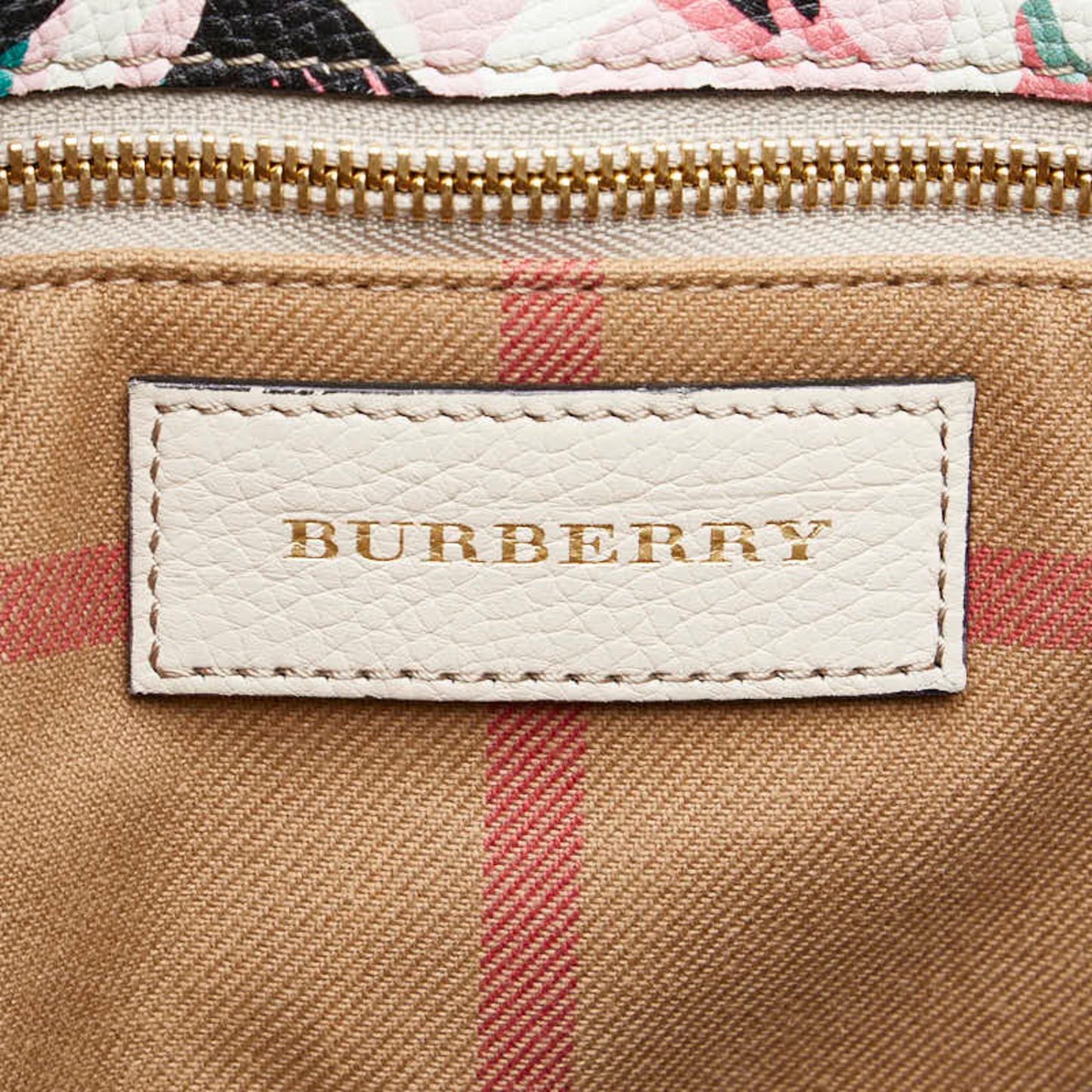 Burberry Check Buckle Tote With Floral Motif