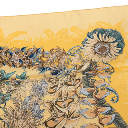 Hermes Herms Carr 90 "L'Ile Deserte" Desert Island Scarf In Yellow