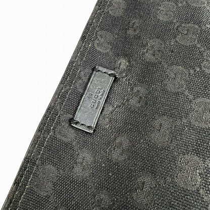 Gucci Shoulder Bag 337598 Gg Canvas Sherry Line Black Leather