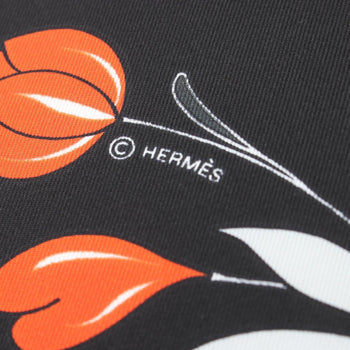 Hermes Herms Maxi Twilly Les Leopards Silk Scarf For Women In Black