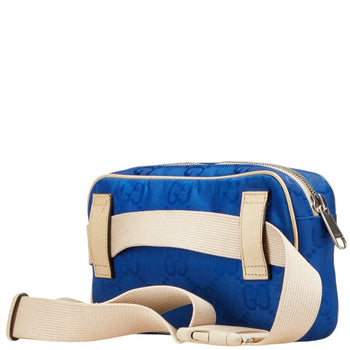 Gucci Gg Nylon Of The Grid Body Bag/Waist Bag 631341 Blue/Beige Nylon/Leather
