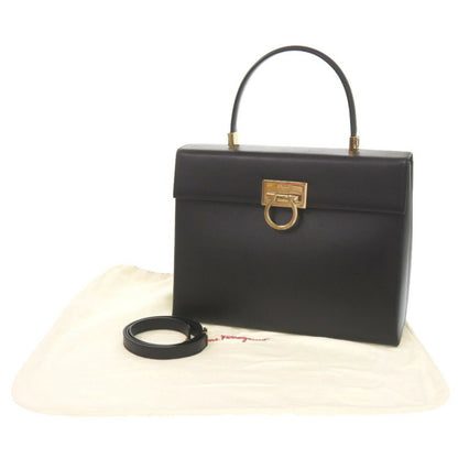 Salvatore Ferragamo Gancini Dy-21 8791 Leather Black Handbag 1410Salvatore