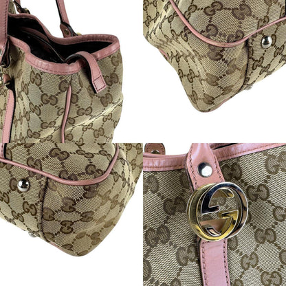 Gucci Gg Canvas Shoulder Bag In Pink And Brown