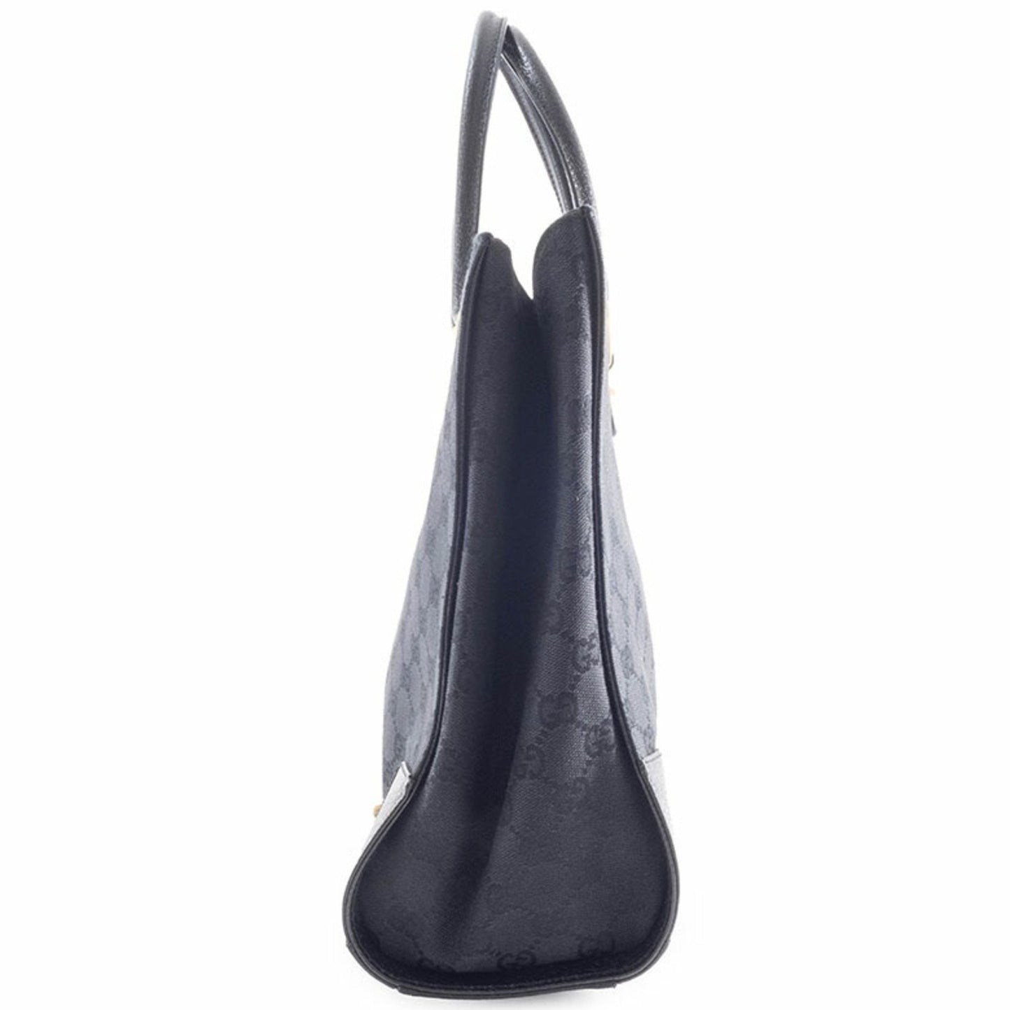 Gucci Gg Canvas Tote Bag 120897 In Black Leather