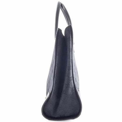 Gucci Gg Canvas Tote Bag 120897 In Black Leather