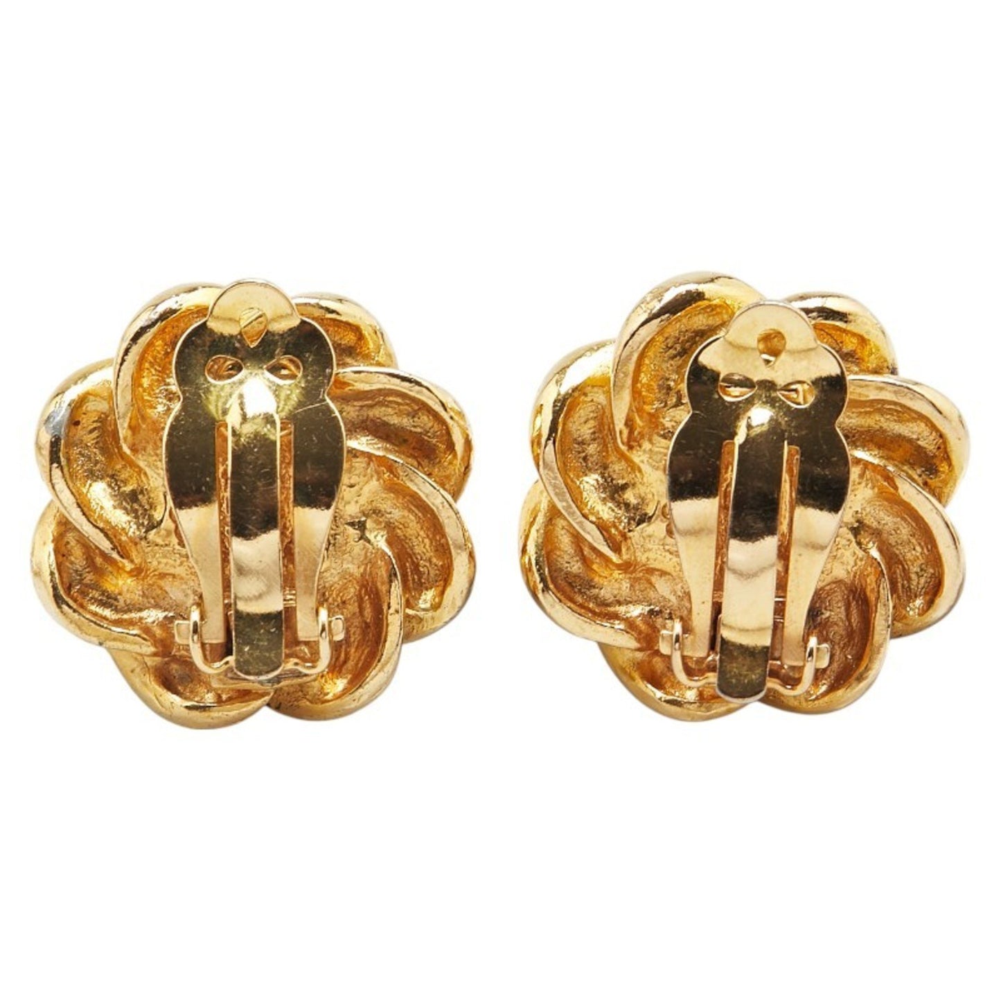 Chanel Vintage Flower Motif Faux Pearl Earrings