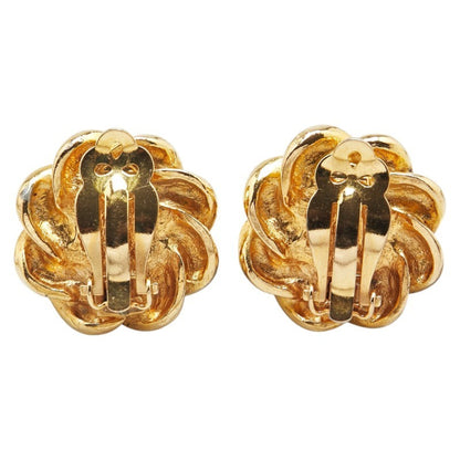 Chanel Vintage Flower Motif Faux Pearl Earrings