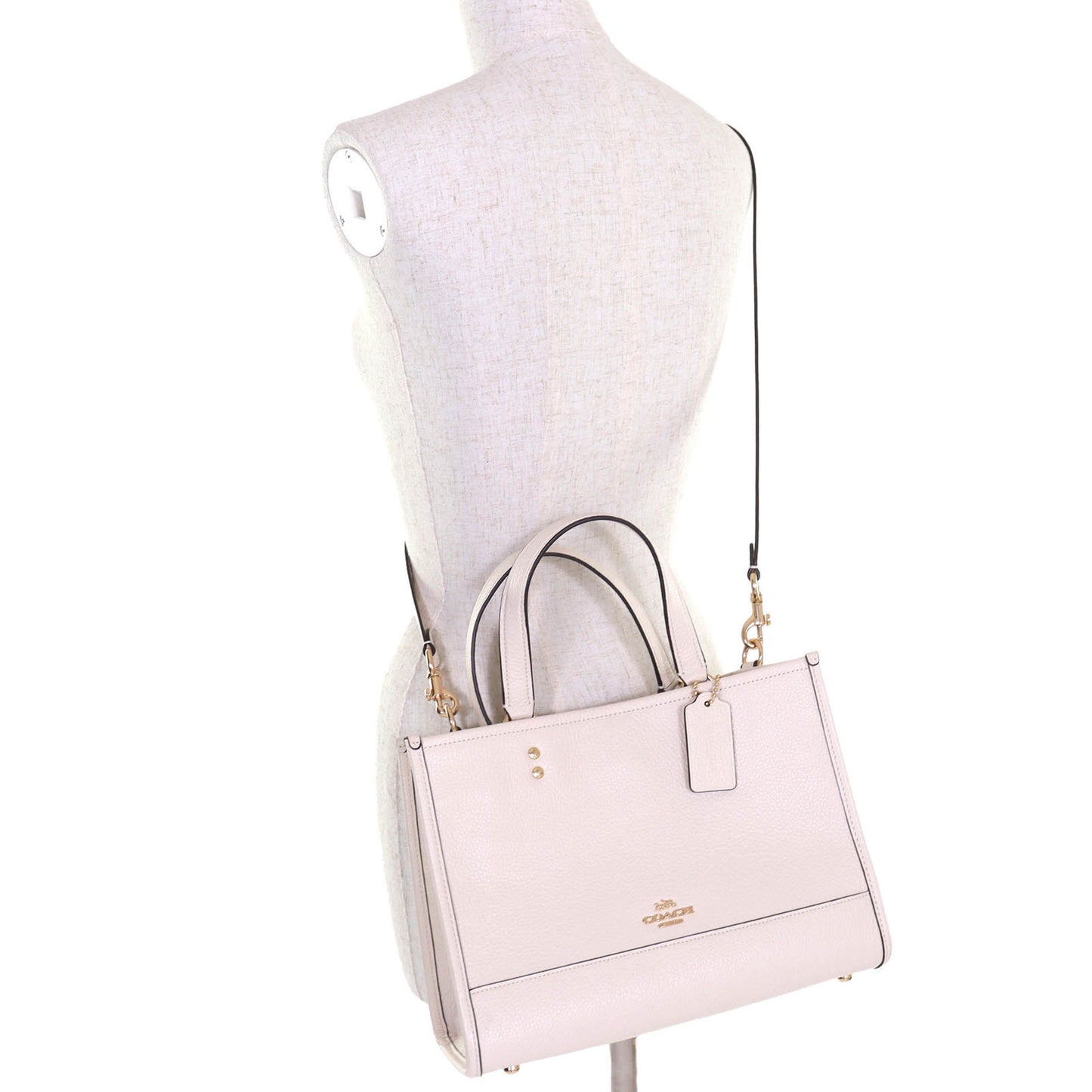 Coach 24Aw Co976 Logo Dempsey 2-Way Leather Tote Bag/Shoulder Bag In Chalk Ivory