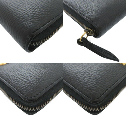Gucci Gg Marmont Ribbon 524291 Leather Black Round Long Wallet 0811Gucci