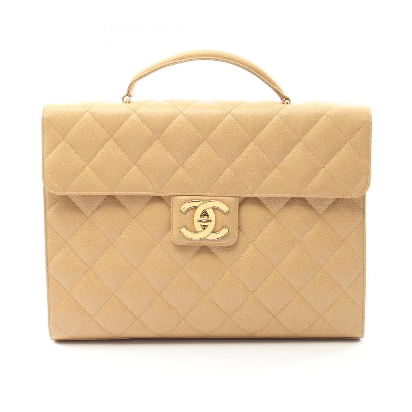 Chanel Matelasse Briefcase Bag In Calfskin Leather (Beige)