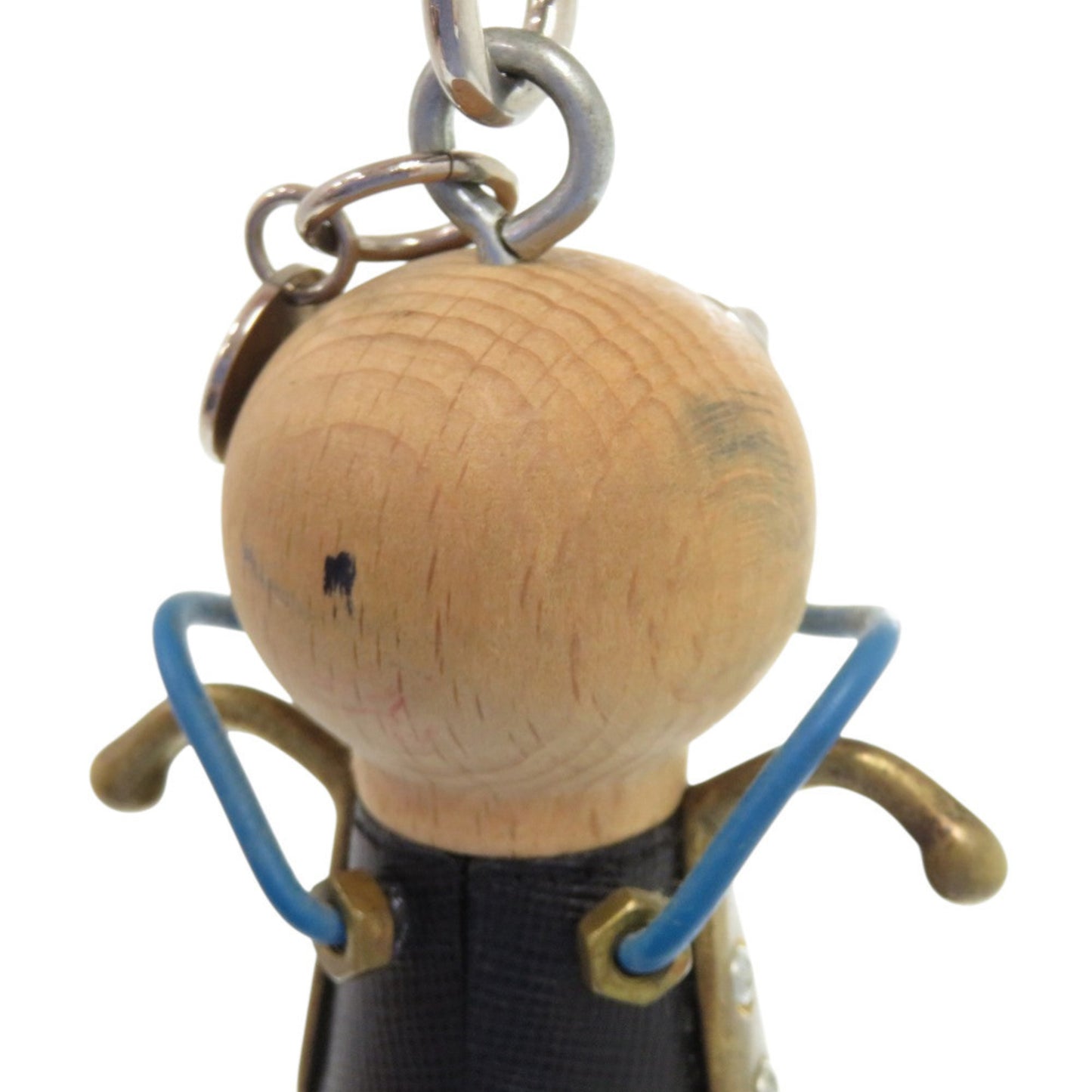 Prada Robot Leather Wood Metal Black Keychain 1707 Prada