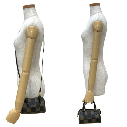 Fendi Ff Logo Pecan Check Leather 2-Way Mini Handbag/Shoulder Bag