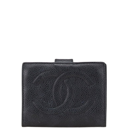 Chanel Coco Mark Bi-Fold Wallet Black Caviar Skin