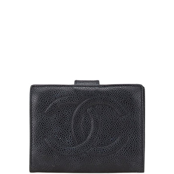 Chanel Coco Mark Bi-Fold Wallet Black Caviar Skin